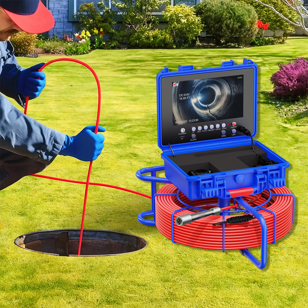 Cámara de Inspección de Tuberías de 9" con 30 Mts (IP68 con DVR y Transmisor 512Hz)