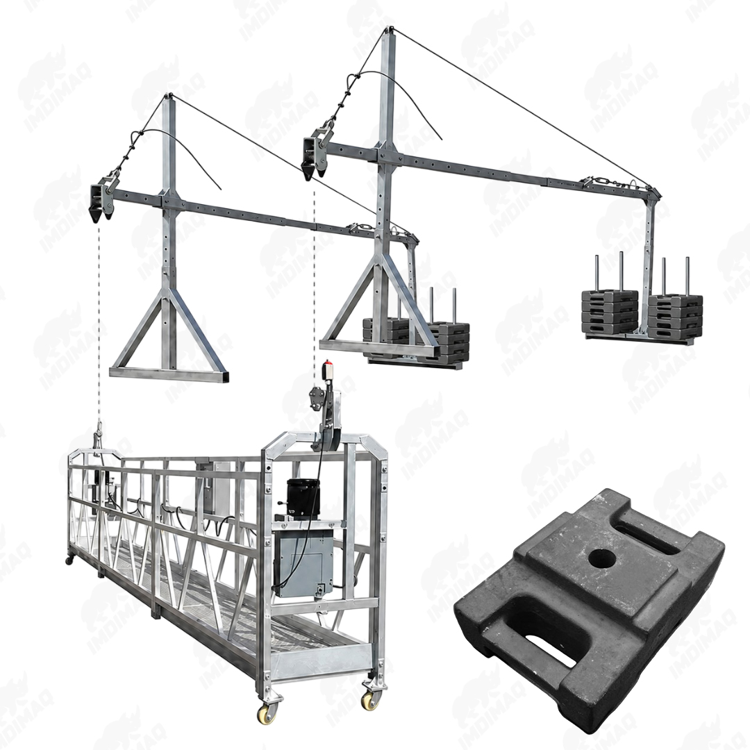 ANDAMIO COLGANTE ELECTRICO DE ALUMINIO 7.5 METROS CON CONTRAPESAS HIERRO FUNDIDO