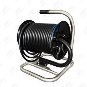 Kit de Manguera de Alta Presión de 50 m, 3/8” con Rosca Interna, Carrete y Soporte