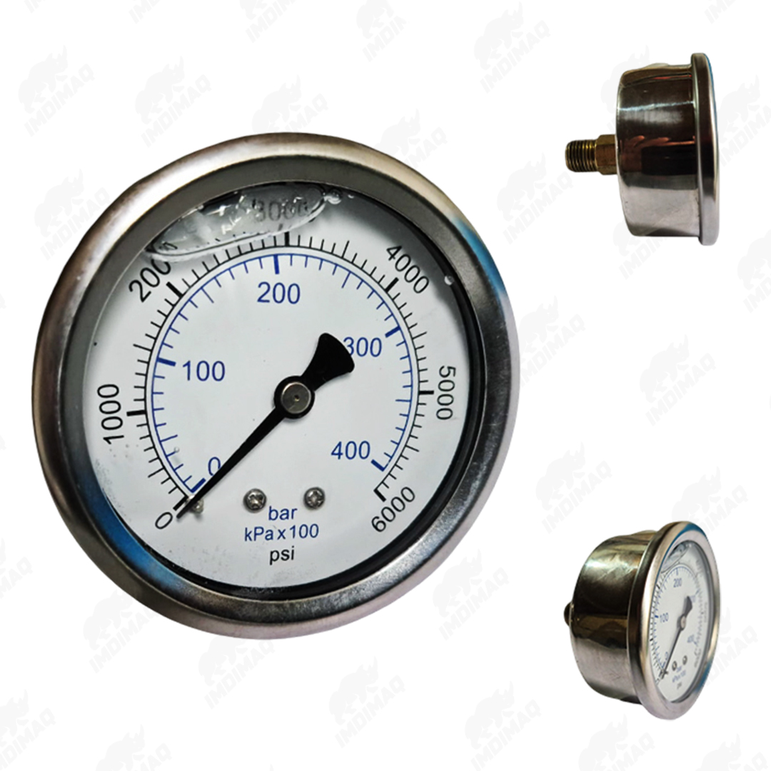 Manómetro con Glicerina para Hidrolavadora 0 - 6000 PSI