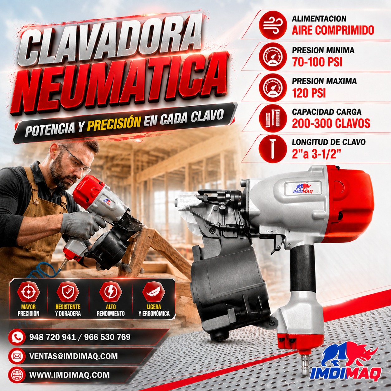 Clavadora Neumática 2" a 3-1/2" - Imagen 3